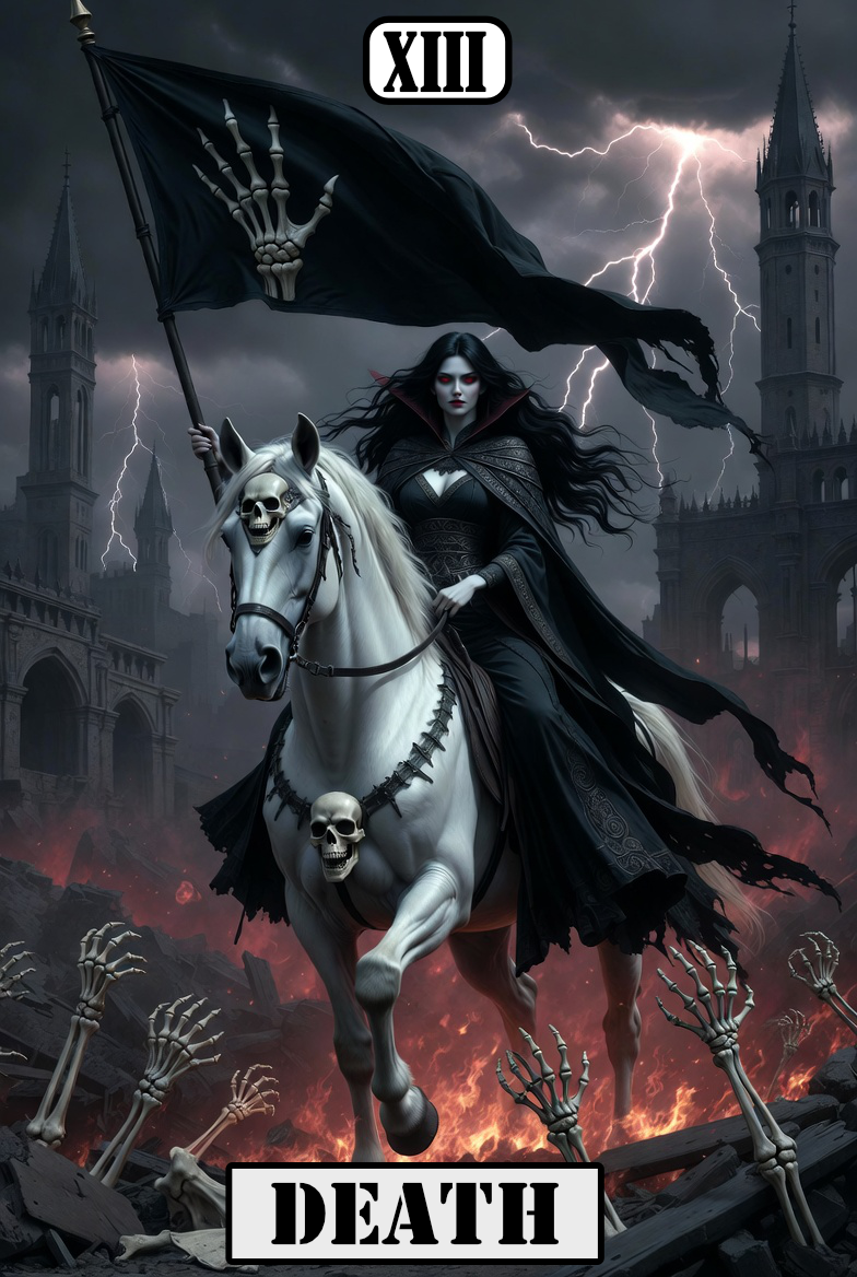 Death card from Belladonna Nightshade’s Cursed Tarot of the Damned